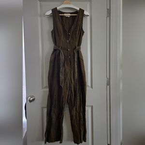 Anthropologie Rhian Belted Jumpsuit in Olive
